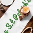 thumbnail image 3 of Happy St. Patrick's Day Table Runner - 60 Inch Long Spring Green Lucky Clovers Leaf Cotton and Linen Blended Dress Scarves Farmhouse Table Runner for Kitchen Dining, Coffee Table, 13" x 60", 3 of 8