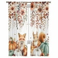 thumbnail image 6 of Fall Pumpkins Sheer Curtains 63 Inch Length 2 Panels Set, Semi Transparent Voile Rod Pocket Curtains for Living Dining Room Bedroom Drapes Thanksgiving Squirrel Fox Flower Leaf, 6 of 8