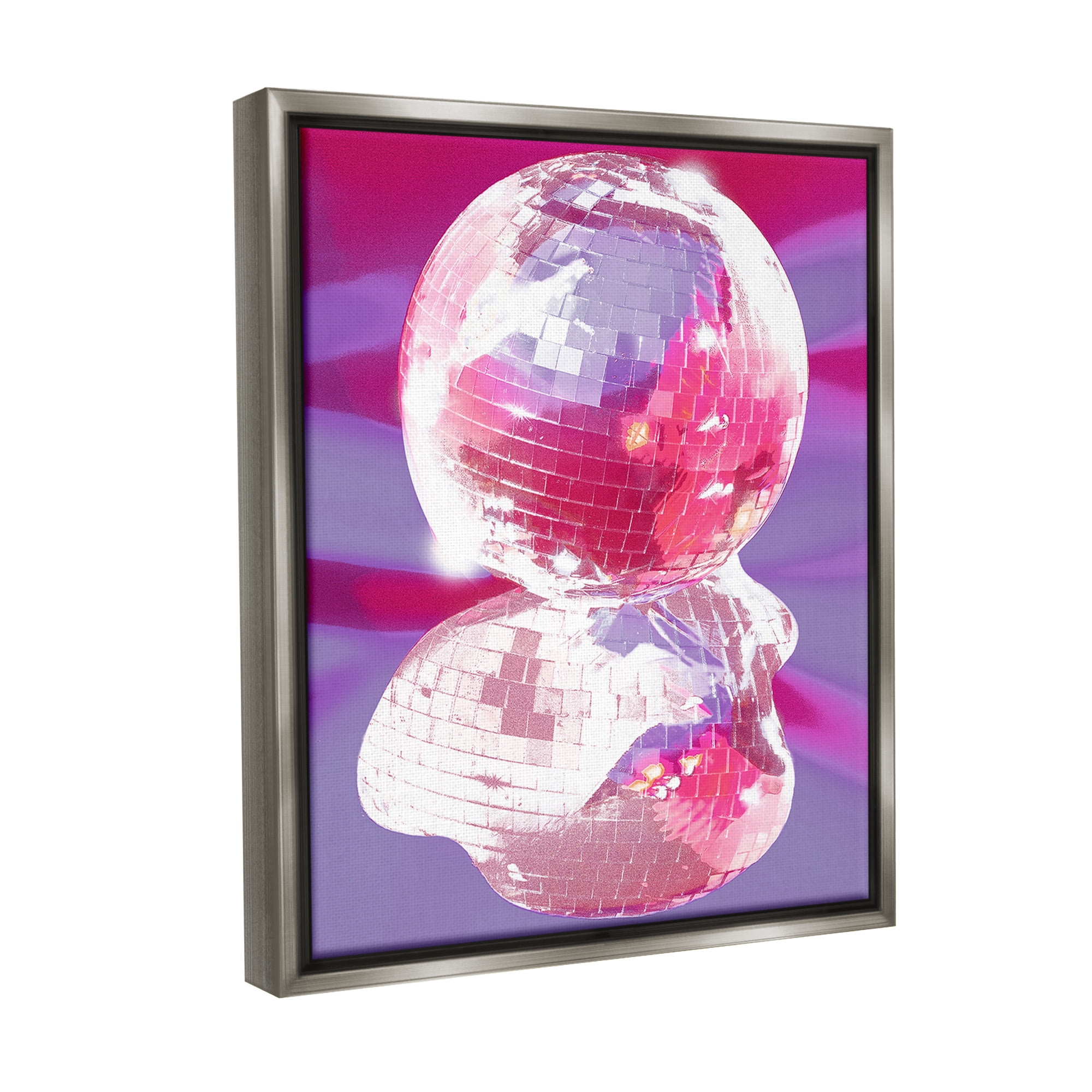 Stupell Industries Melting Disco Abstraction Abstract Painting Gray Floater Framed Canvas Art Print Wall Art, 25 x 31