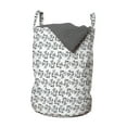 thumbnail image 1 of Geometric Laundry Bag, Repetitive with Triangles in Greyscale Tones, Hamper Basket with Handles Drawstring Closure for Laundromats, 13" x 19", Dimgray Pale Grey, by Ambesonne, 1 of 4