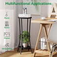 thumbnail image 6 of 30 Inch Tall Plant Stand Indoor, 2 Tier Wood Corner Plant Stand, Modern Round Plant Shelf Flower Stand for Living Room Patio Balcony Garden, Black, 6 of 7
