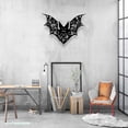 thumbnail image 2 of Craftnamesign Floral Bat Metal Wall Art LED Light, Halloween Bat Sign, Bat Wall Decor, 2 of 5