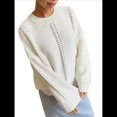 thumbnail image 1 of Suéteres de Punto Grueso para Mujer, Otoño 2025, Larga, Cuello Redondo, Jersey Holgado, Ropa de Moda de Invierno. Lechoso M, 1 of 10