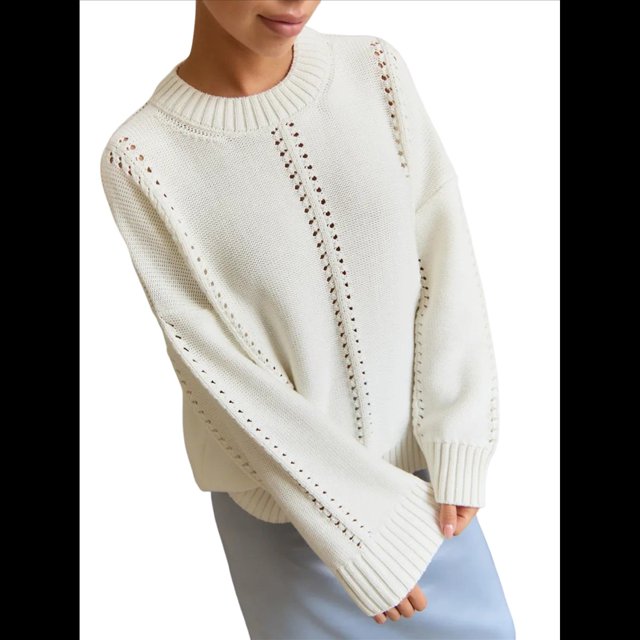 Suéteres de Punto Grueso para Mujer, Otoño 2025, Larga, Cuello Redondo, Jersey Holgado, Ropa de Moda de Invierno. Lechoso M