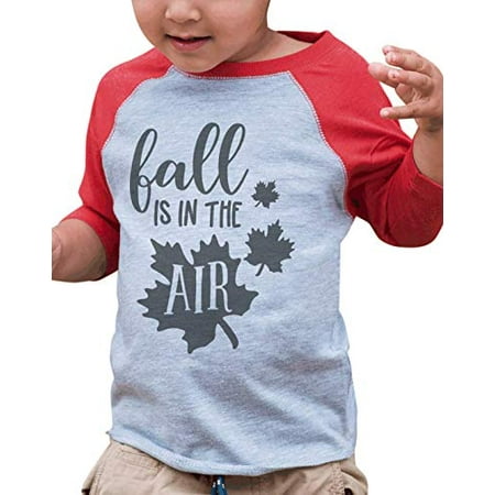 

7 ate 9 Apparel Kids Fall is in The Air Maple Leaf Raglan Red