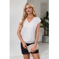 thumbnail image 5 of V Neck Sequin Short Sleeve Tops for Women Elastic Sparkly Tank Top White XL, 5 of 9