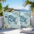 thumbnail image 4 of Ocean Sea Outdoor Pillow Covers Pack of 2 Turtle Starfish Undersea Nautical Vintage Blue Waterproof Throw Pillow Covers Decorative Cushion Cases for Patio Garden Tent Balcony Couch 24x24 inch, 4 of 8