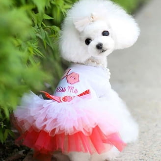 dog birthday dress Spring Dog Clothes for Small Dogs Girl Puppy Princess Tutu Cute Dog Tulle Dresses Pet Party Costumes Cat Apparel Doggie Outfits Size:UK 12-14 Make your pup stand att_det_Ruffle Strapless Organza A-Line Wedding