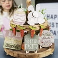 thumbnail image 4 of 7 Pcs St. Patrick‘s Day Tiered Tray Decor Set Rustic St Patricks Day Decorations for Tiered Tray Shamrock Farmhouse Tiered Tray Items Leaf Clover Wood Sign Letter Sign for Home, 4 of 6