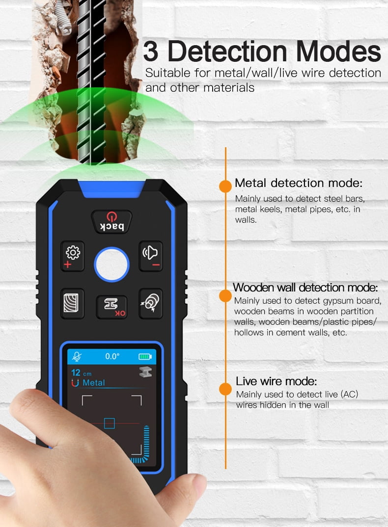 NOYAFA NF-518 Wall Detector, Multifunctional Metal Wood AC Live Wire Scanner, 120mm Depth, Voice Broadcast