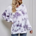 thumbnail image 4 of Fall Crew Neck Sweatshirts Women Long Sleeve Plain Casual Loose Tops Floral Print Lounge Basic Pullover Shirt (Purple M), 4 of 6