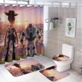 thumbnail image 1 of Juego de 4 cortinas de ducha decorativas para el hogar de Toy Story, kit de accesorios con alfombra antideslizante, tapa de inodoro y tapete de ducha, cortina de ducha impermeable con 12 ganchos, 1 of 8