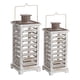 thumbnail image 1 of Juego de 2 faroles Benzara para velas, madera y metal, color blanco, 1 of 6