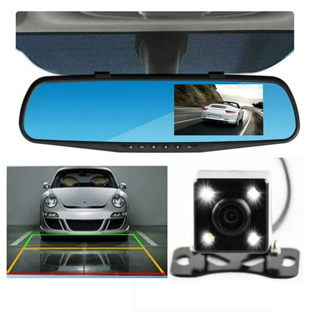 Dash Cameras for Cars And Back Up HD 4.3 inch 1080p Dual Lens Car Video Recorder Cam Rearview Mirror DVR Camera