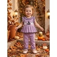 thumbnail image 3 of Toddler Baby Girls Halloween Outfit Sleeveless Ruffled Crew Neck Gingham Tank Tops and Plaid Pants Set 2Pcs Fall Clothes, 3 of 9