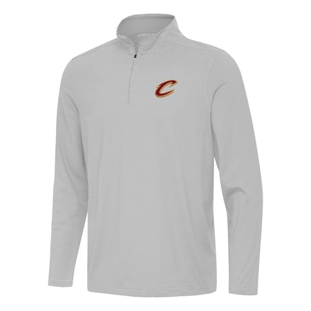 Men's Antigua Gray Cleveland Cavaliers Twine Quarter-Zip Top