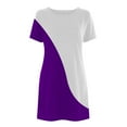thumbnail image 4 of QLEICOM Women's Casual Color-Blocking Simple T-Shirt Loose Dress Summer Short Sleeve T Shirt Dresses Purple 3XL(US Size: 14, 4 of 5