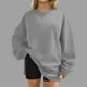 thumbnail image 2 of Top marrón,Camiseta de manga larga con forro polar para mujer, jersey extragrande de cuello redondo, top informal suave para mujer, para el hogar y la calle, sopatenor, 2 of 8