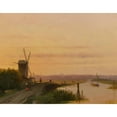 thumbnail image 2 of Dutch School 14x12 Gold Ornate Wood Frame and Double Matted Museum Art Print Titled - Sunset Over a Dutch Town (19th Century), 2 of 4