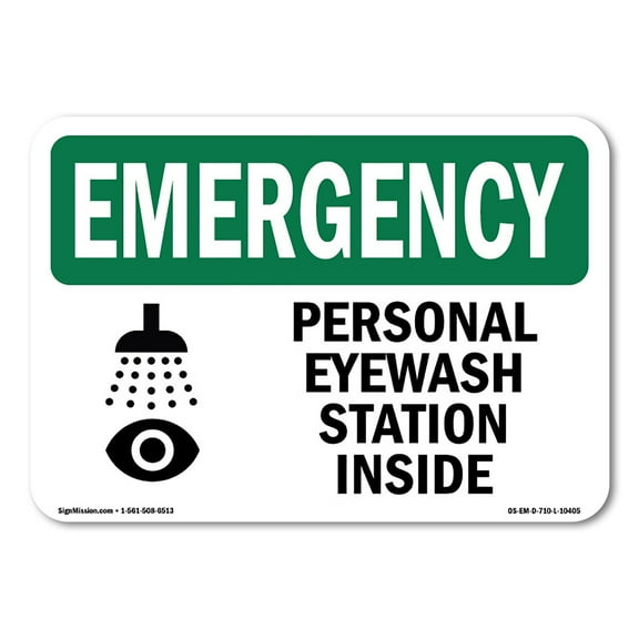 OSHA EMERGENCY Sign - Personal Eyewash Station Inside With Symbol | Decal | Protect Your Business, Work Site, Warehouse | Made in the USA