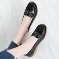 thumbnail image 4 of Dakaela Womens Leather Penny Loafers Casual Slip on Low Wedge Walking Shoes Driving Flats Black 7.5, 4 of 6