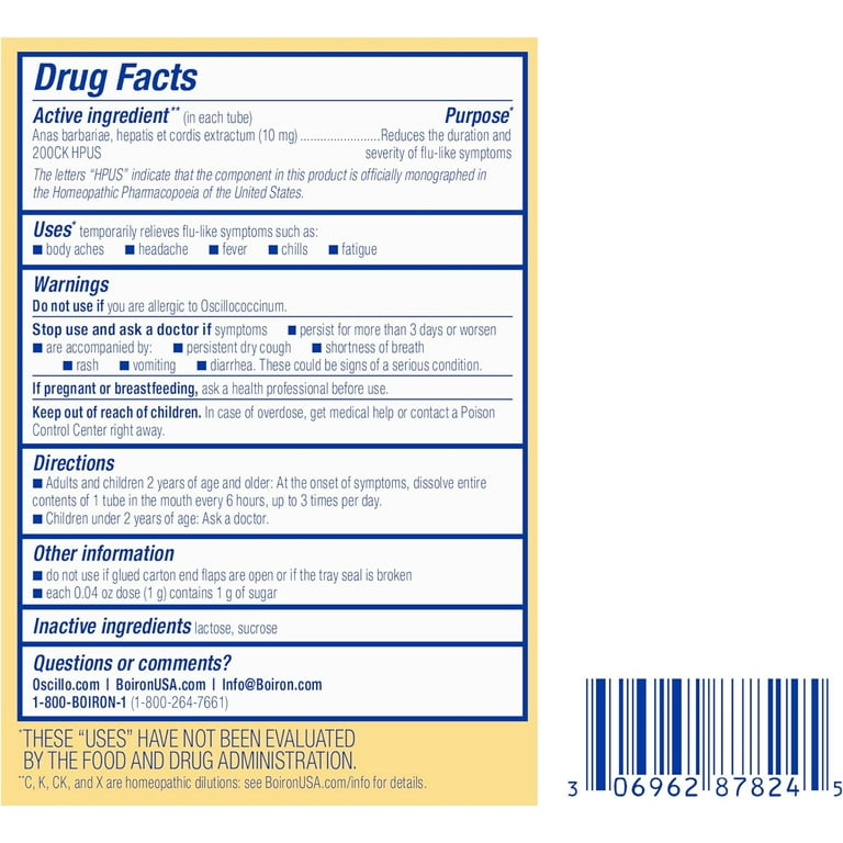 Boiron Oscillococcinum Homeopathic Medicine for Flu-like Symptoms, 30 Count