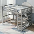 thumbnail image 3 of Euroco Full Loft Bed with Built-in Desk and Shelf for Kids Teens Bedroom, Gray, 3 of 12