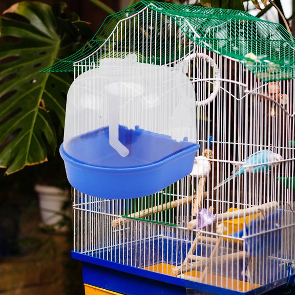 OUNONA 1Set Pet Bird Bath Tub Cage Outer Hanging PVC Material Practical and Reusable