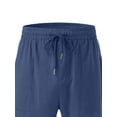 thumbnail image 4 of Womens Capris Trousers Cotton Linen Pants Drawsting Elastic Waist Straight Leg Loose Cropped Pants with Pockets, 4 of 5
