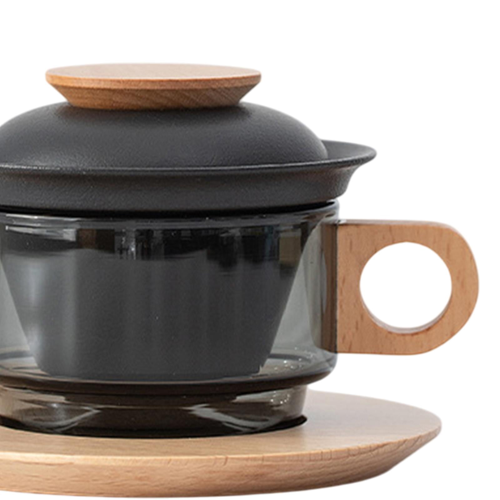 Baoblaze Cappuccino Mugs with Saucer Espresso Latte Mug Single Handle Cup for black and Beech
