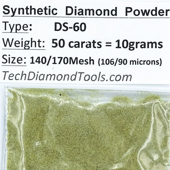 TechDiamondTools Diamond Powder from 325/400 to 50/60 mesh 10 Grams = 50carats. (140 grit 140/170 mesh)