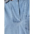 thumbnail image 5 of DARING DIVA Women's V Neck Long Sleeve Denim Blouses XS Light Blue, 5 of 6