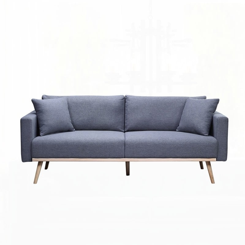 Modern Gray Linen Fabric Loveseat for Living Room with USB & Pockets (75"x30"x30"H)