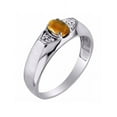 thumbnail image 6 of Rylos 14K White Gold Classic 6X4MM Oval Tiger Eye & Diamond Ring - Birthstone Jewelry for Men -Size 11, 6 of 6