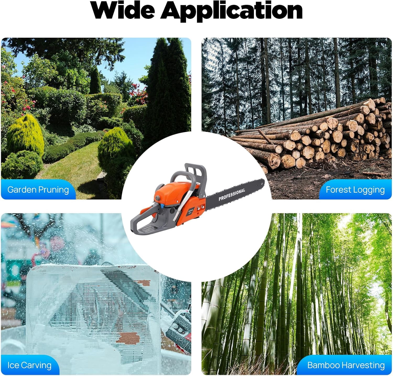 Miumaeov 60CC Gas Chainsaws,2 Stroke Power Chain Saws,22 Inch Petrol Gasoline Chain Saw,Single Cylinder,Air-cooled,Hand Pull Start for Forest Harvesting,Cutting Wood