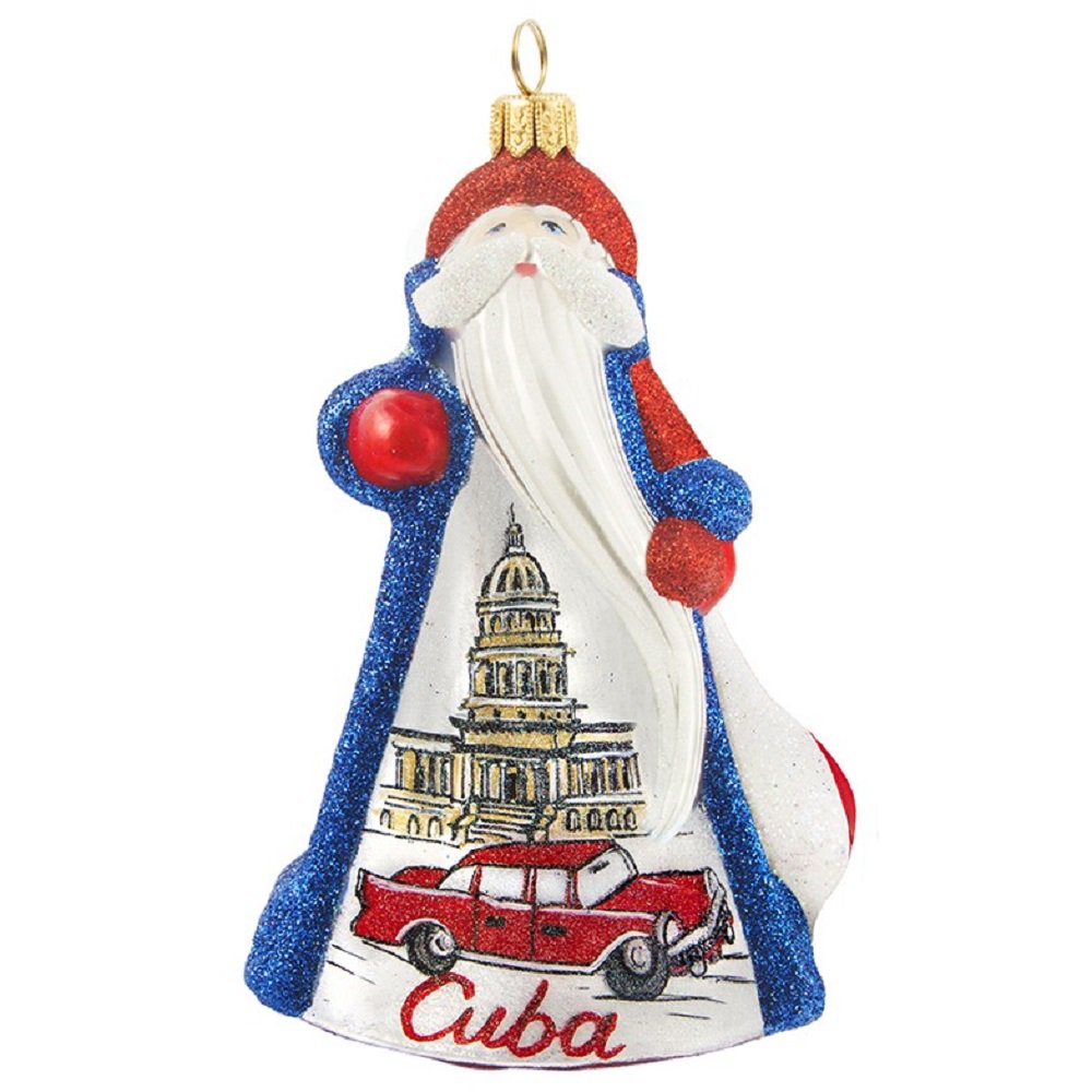 Glitterazzi Cuba Cuban Santa Polish Glass Christmas Tree Ornament