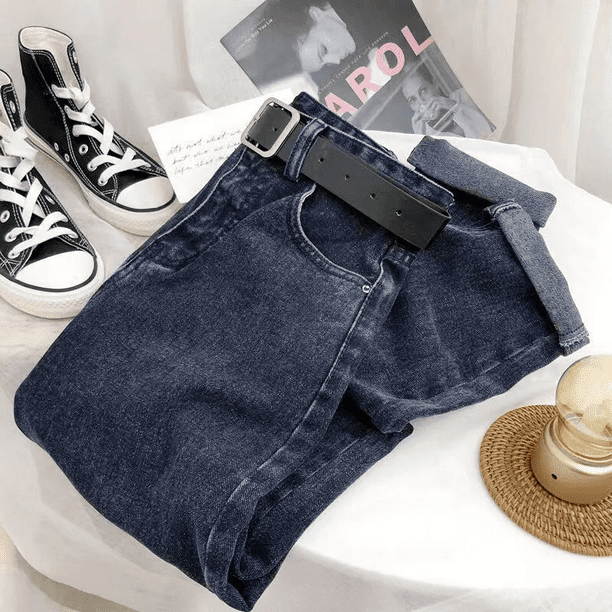 Pantalones vaqueros bombachos de cintura alta para mujer pantalon holgado de pierna recta adelgazante de moda primavera y otono nuevo estilo 2024 Walmart en linea