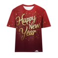 thumbnail image 4 of Fiudx Ofertas Flash Del Día Solo En Línea Camiseta de Manga Corta con Cuello Redondo y Estampado de Año Nuevo Informal a La Moda para Mujer, 4 of 4
