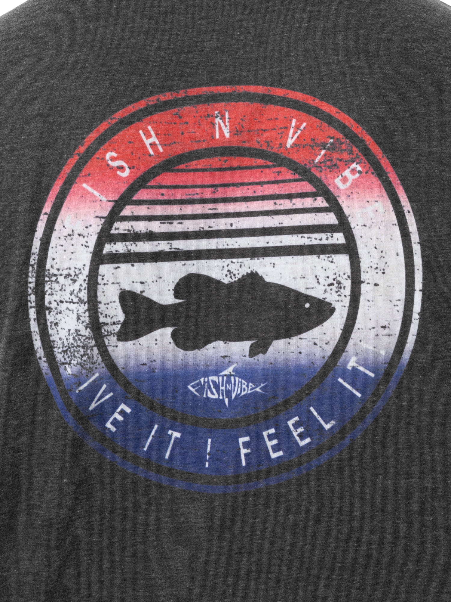 Fish N Vibe Men's Short Sleeve Fishing Performance Outdoor Graphic T-Shirt, Black, 2XL