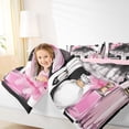 thumbnail image 3 of Castle Fairy Glamorous Sparkle Dress Full Size Comforter Sets 3-Piece,Watercolor Pink Flower Perfume Bedding Comforter Set,Black White Pink,Pink Reversible,1 Comforter and 2 Pillowcases, 3 of 6