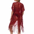 thumbnail image 5 of BLTIBY Kimonos Swimsuit Cover up for Women Lace Cardigan Summer Kimono Open Front Sheer Long Boho Coverups Red Free Size, 5 of 6