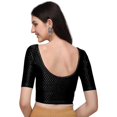 thumbnail image 2 of Stylesindia Cotton Lycra Stretchable Sari Blouse Round Neck Half Sleeve Dry Fit Workout Crop Top Gym Sports Top for Women (BLACK, 3XL), 2 of 2