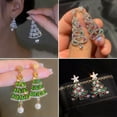 thumbnail image 2 of EOEMY 925 Silver Zircon Crystal Christmas Tree Earrings Dangle Women Xmas Wholesale-#4, 2 of 9