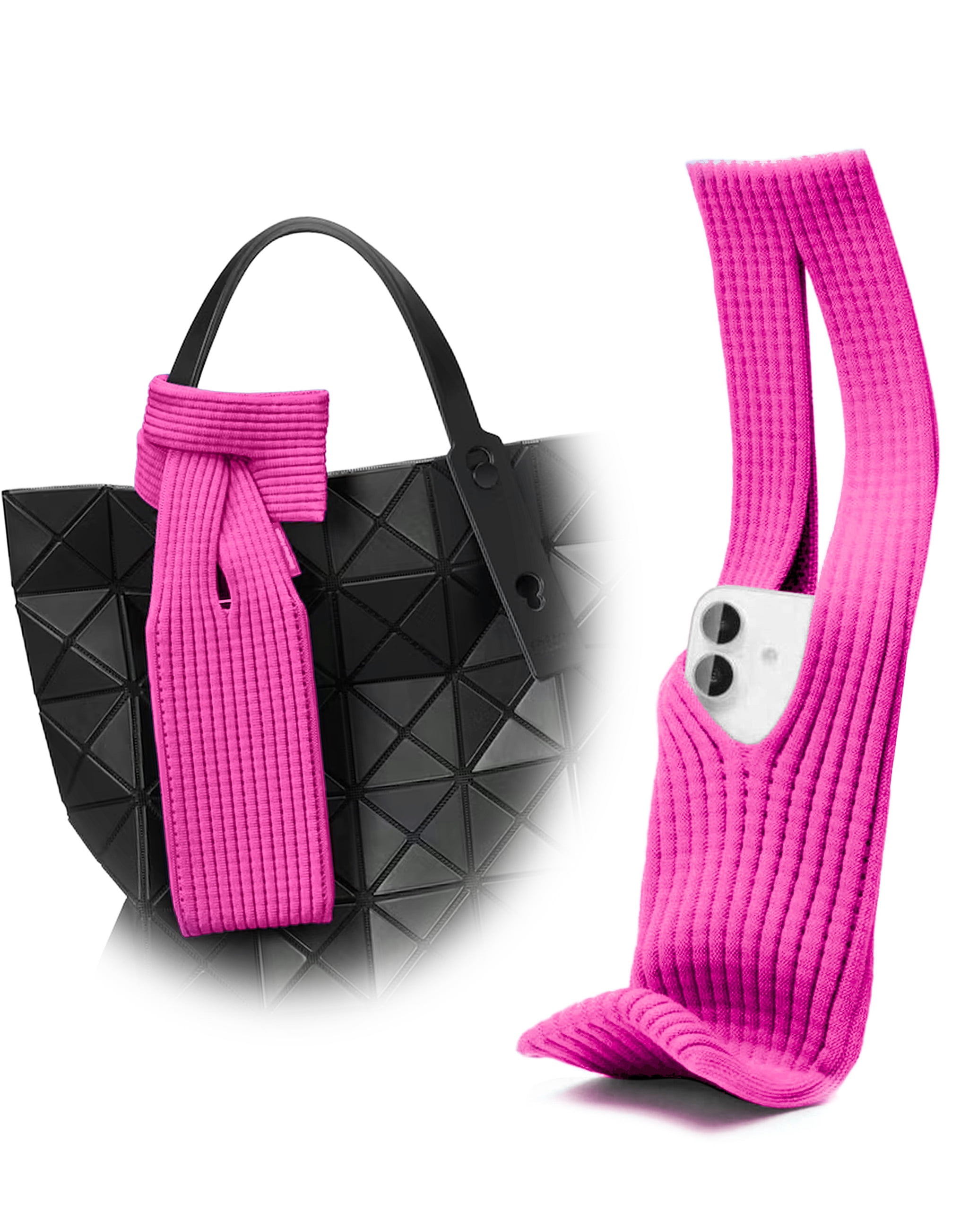 Short Minimalist Knit Phone Sleeve - Pink