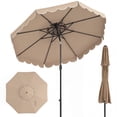 thumbnail image 1 of Gymax 9 FT Patio Umbrella w/Push Button Tilt & Crank 2-Tier Vented Top 8 Metal Ribs Brown, 1 of 10