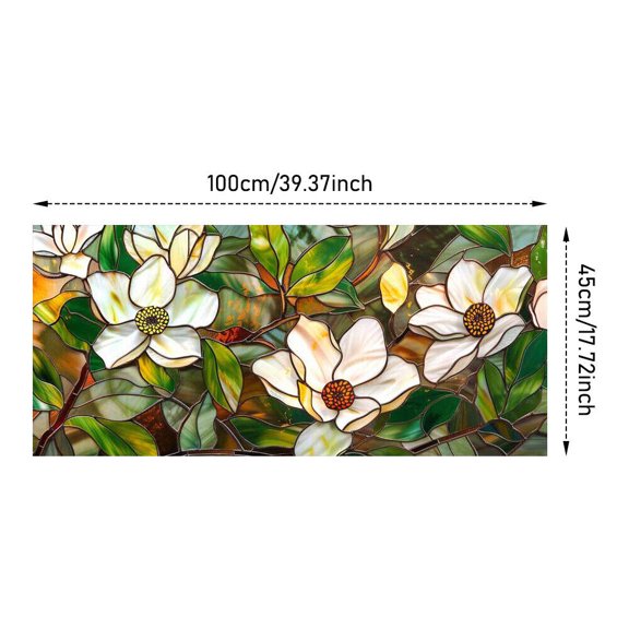 Flower Design Static Cling Privacy Window Film Frosted Stained Glass Sticker