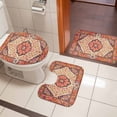 thumbnail image 5 of Abstract Bohemia Style Bathroom Rugs Set Orange Tribal Flower Mural Non Slip Absorbent Soft Bath Mats 3 Piece Set with Bathroom Rug, U-Shaped Floor Mat, Toilet Seat Cover Small Size, 5 of 9