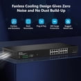 thumbnail image 4 of 16 Port 2.5Gb Web Unmanaged Ethernet Network Switch with 16 x 2.5G Base-T Port | 2 x 10G SFP+ | Work with 10-100-1000Mbps | 120G Bandwidth | Fanless Quiet | Rack Mount | Sturdy Metal Casing, 4 of 7