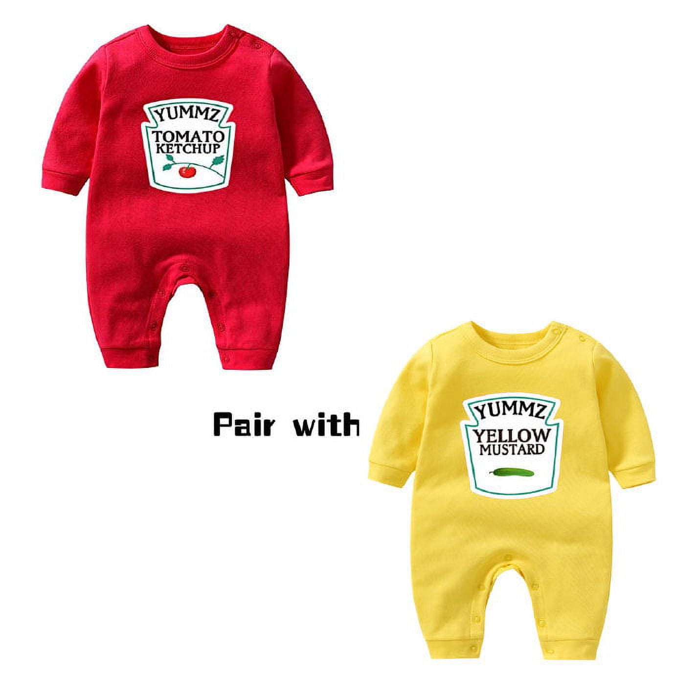 YSCULBUTOL Baby Twins Bodysuit Ketchup Mustard Unisex Boy Girl Romper Infant Newborn Outfit(0-3 months)