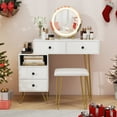 thumbnail image 4 of Gymax Vanity Desk w/ Mirror Lights Built-in Power Outlet 4 Storage Drawers Stool, 4 of 10